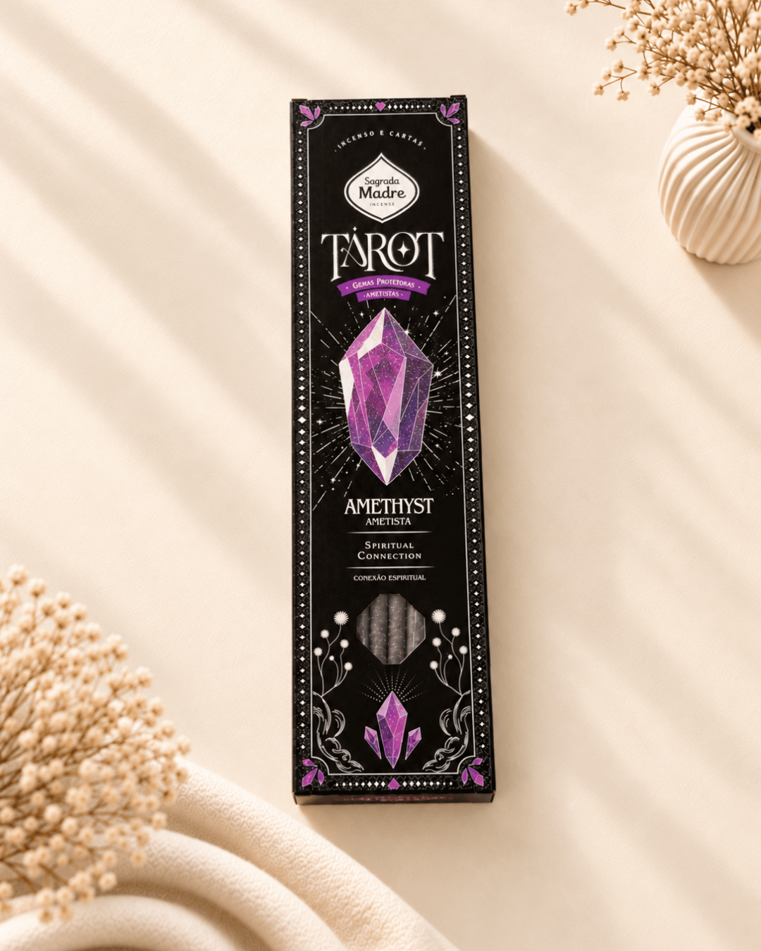 Incenso Tarot Gemas – Ametista — Clareza espiritual e proteção
